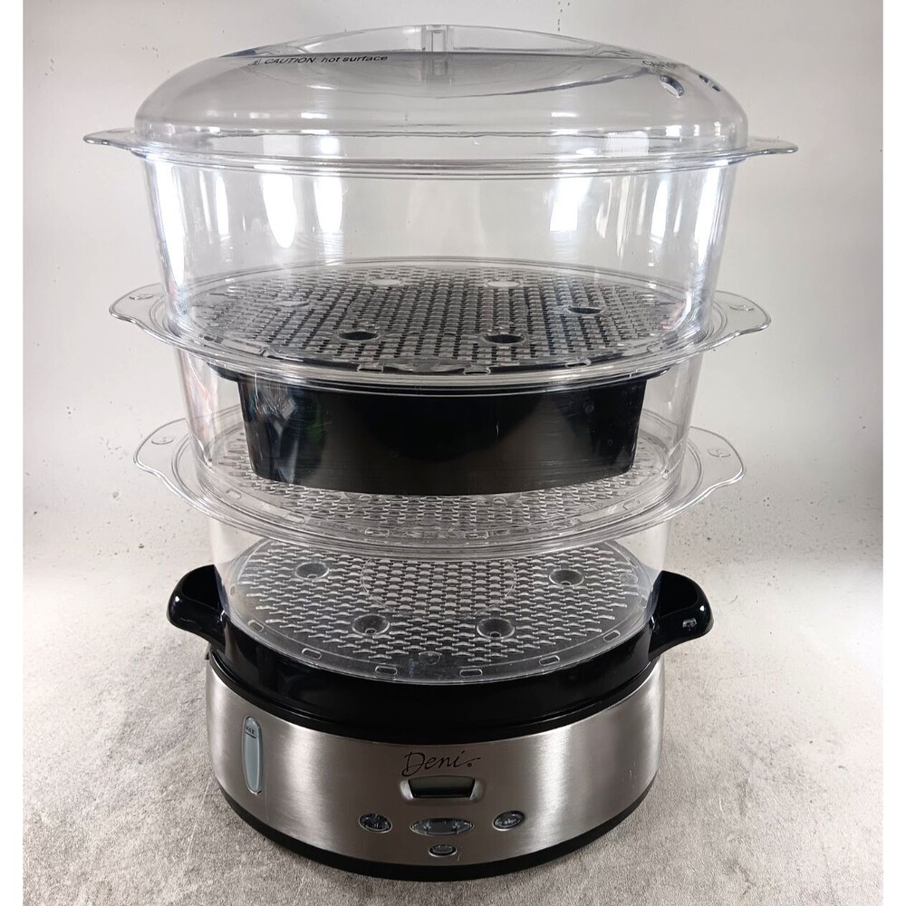 Deni Food Steamer 3 Tier 9.5 Qt. Programmable Model 7600 Stainless Steel